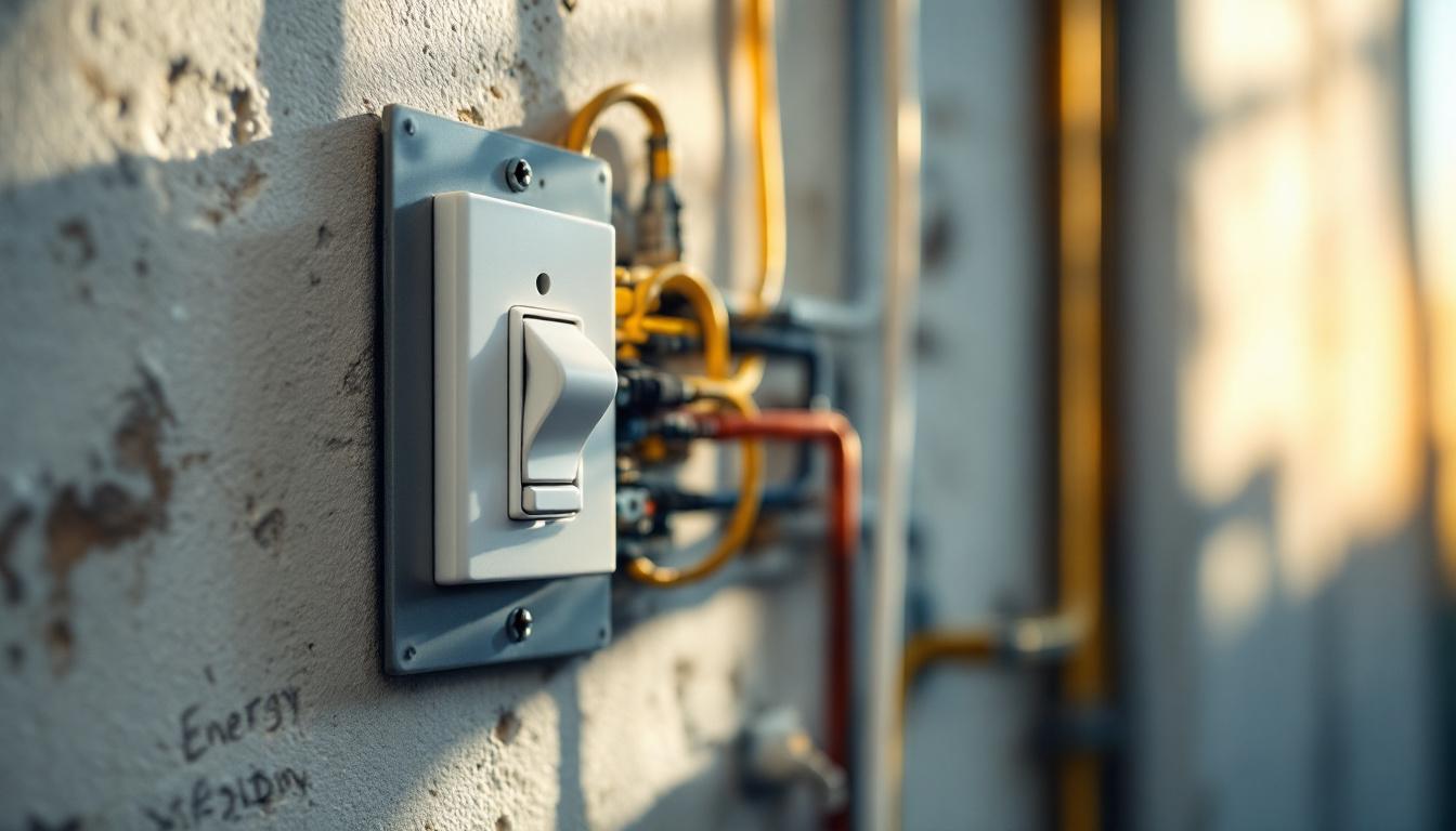 A photograph of a well-organized electrical box with a light switch prominently displayed