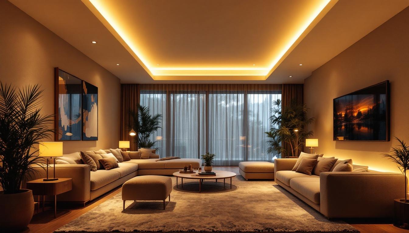 A photograph of a beautifully designed room featuring 12-volt recessed led lighting