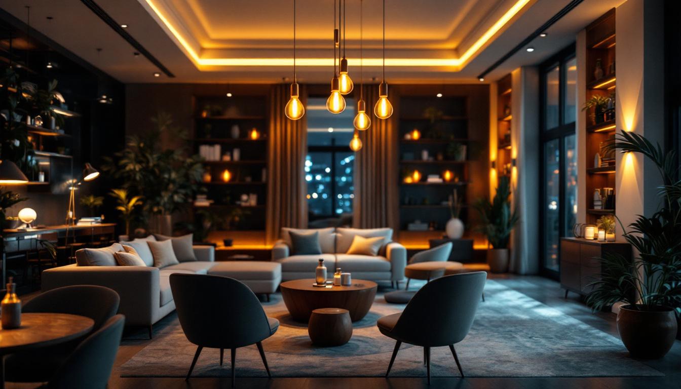 A photograph of a stylishly designed interior space featuring led two prong bulbs