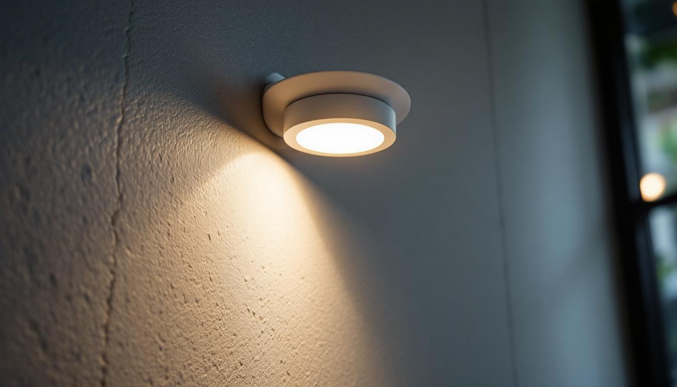 A photograph of a close-up view of a 4-inch retrofit led light fixture installed in a modern setting