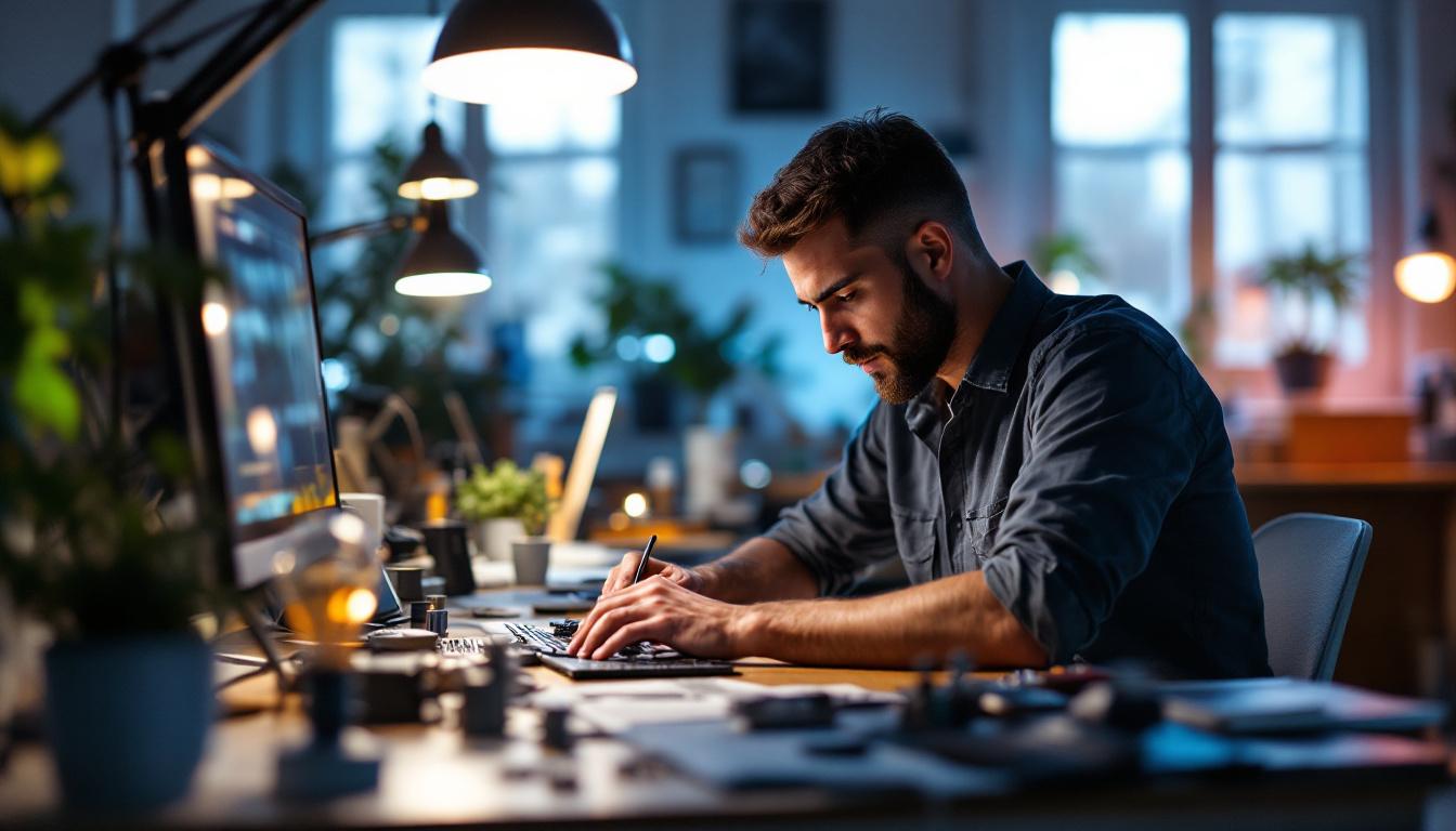 A photograph of a well-lit workspace featuring a variety of lighting sources at 4000k