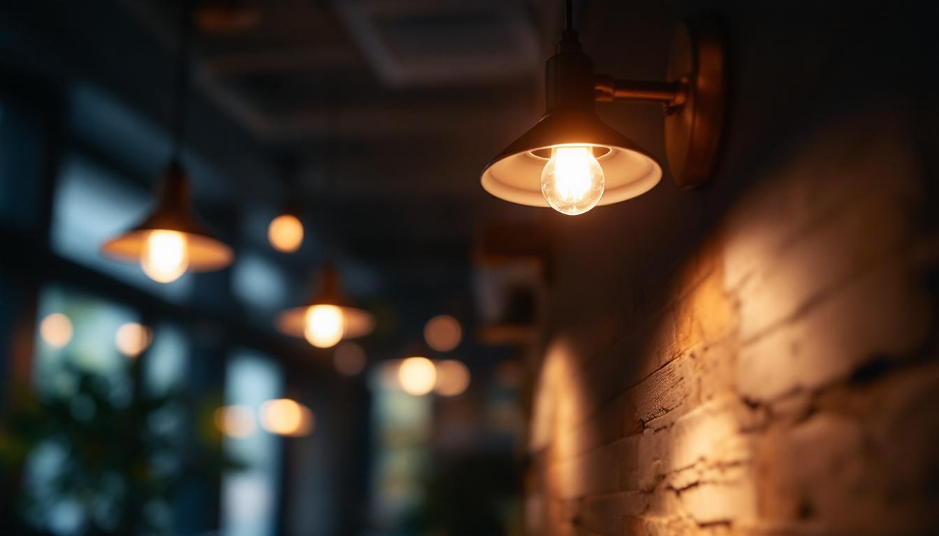 A photograph of a beautifully designed space featuring mounted lights that illuminate the area softly