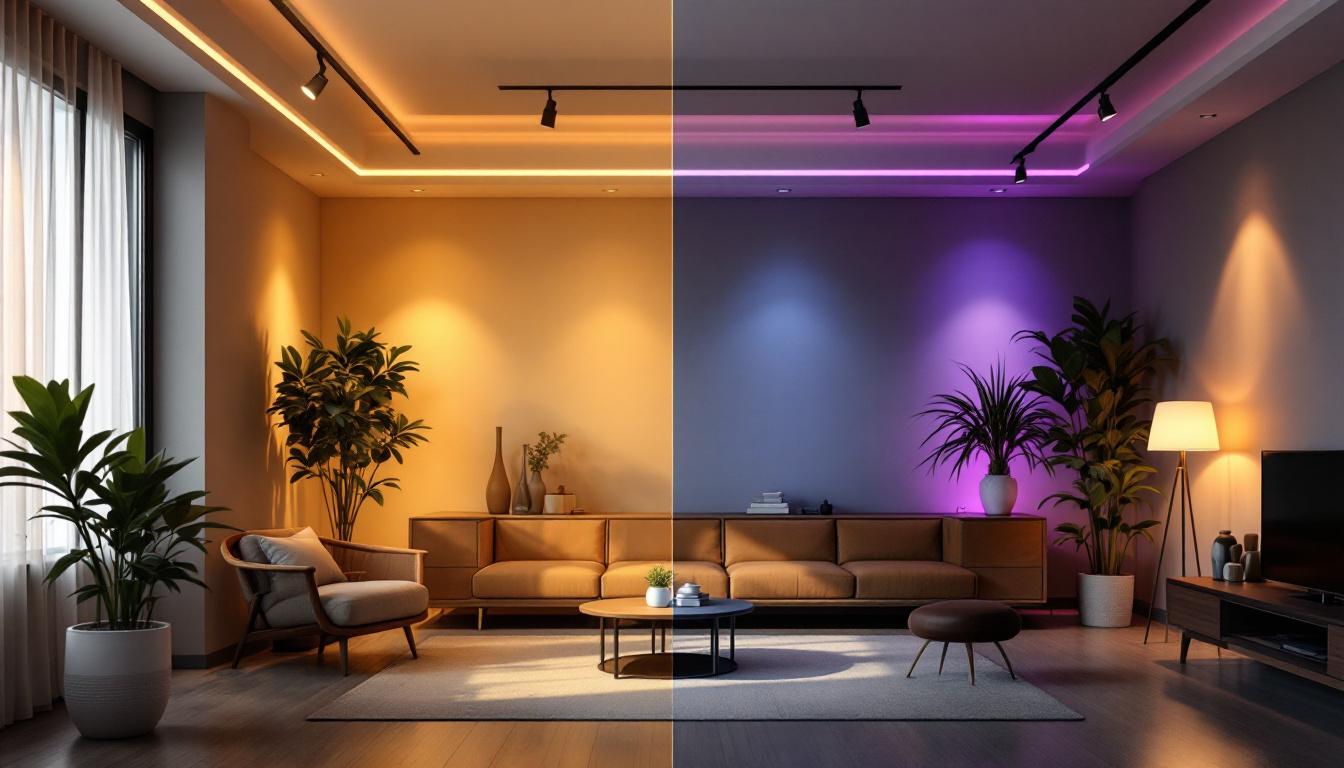A photograph of a well-lit interior space showcasing both 5000k and 6000k lighting fixtures