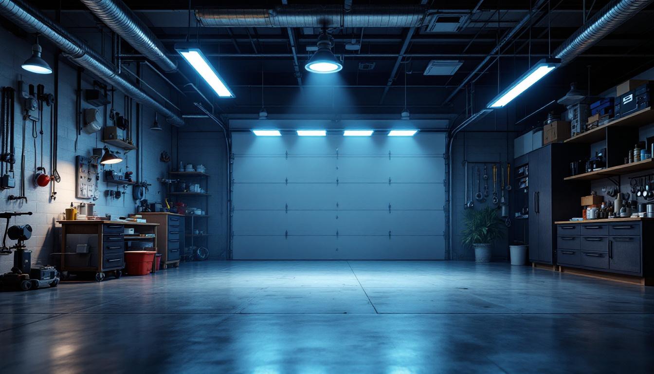A photograph of a well-lit garage showcasing various led shop lights in action