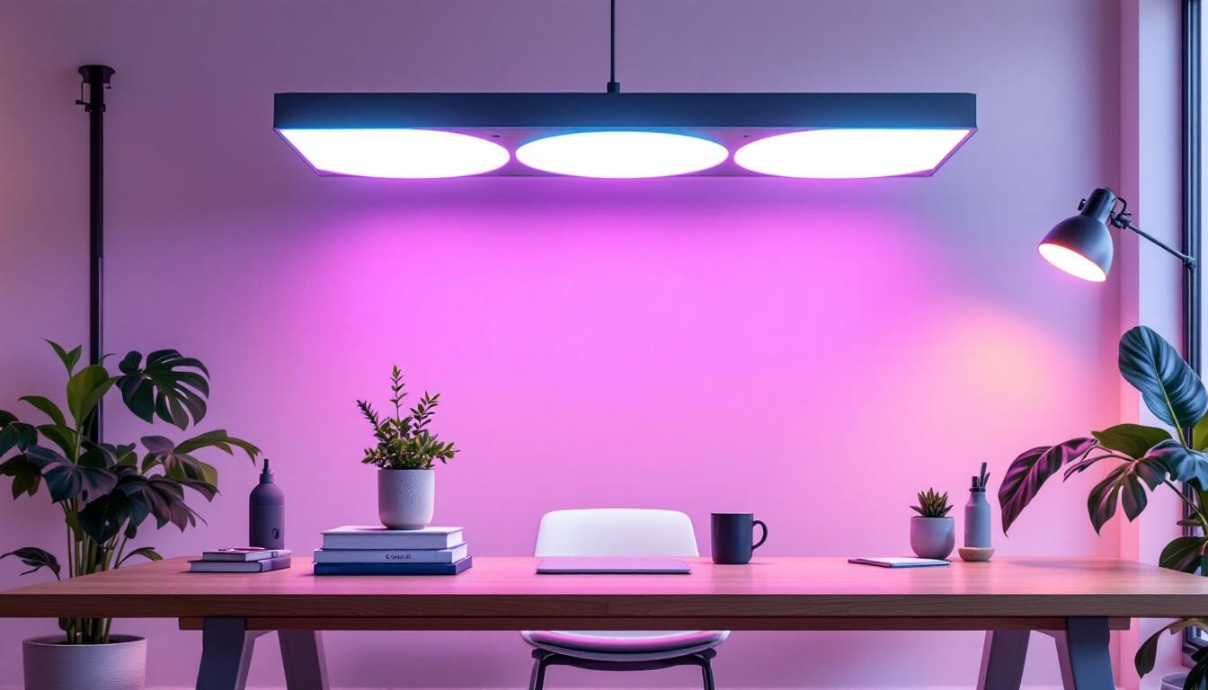 A photograph of a modern lighting design setup that prominently features fixtures emitting a 5000k color temperature