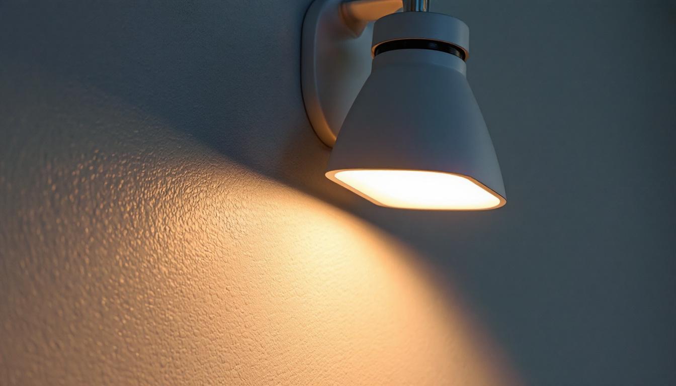 A photograph of a close-up shot of a led magnetic lighting fixture in action