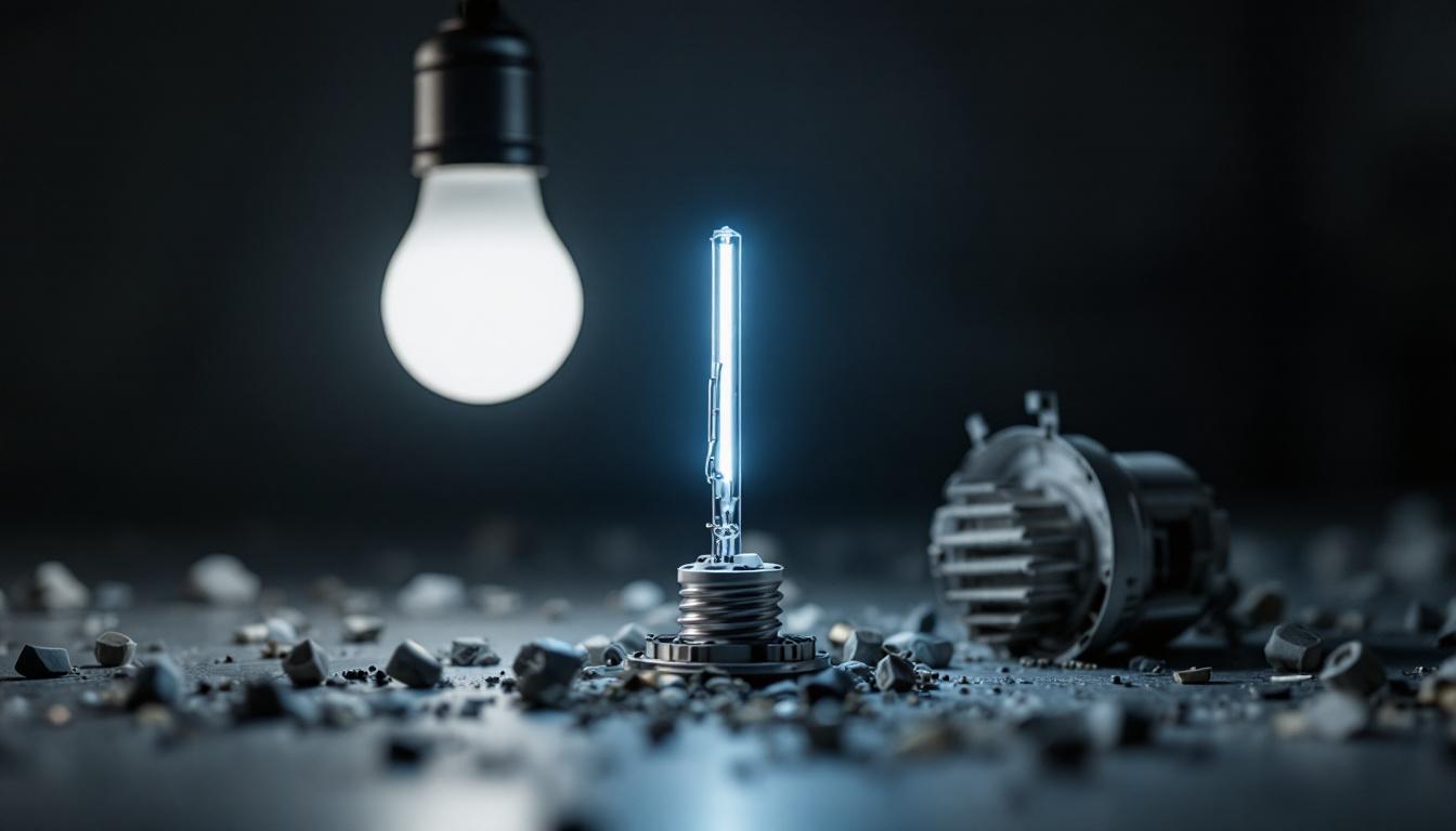 A photograph of a modern led bulb installed in a sleek