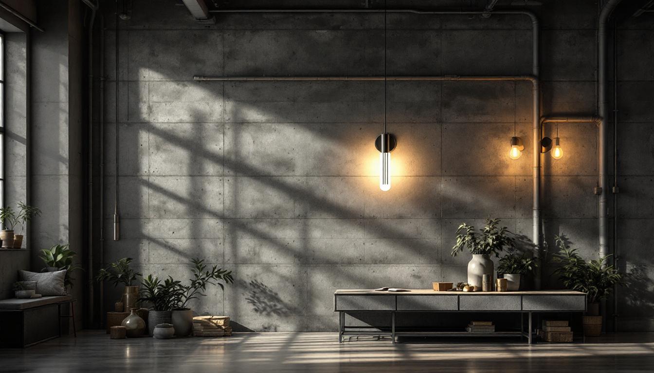 A photograph of a stylish large wall light fixture in an industrial setting