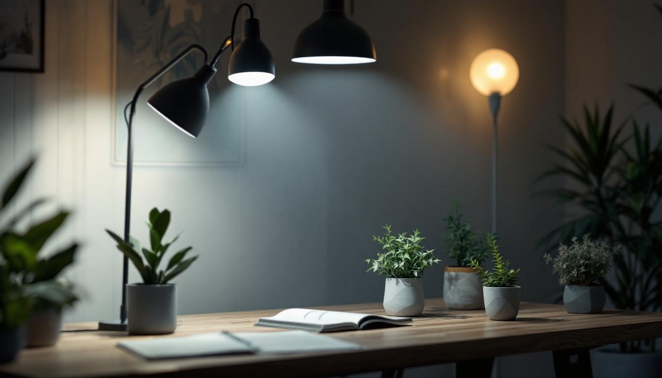 A photograph of a well-lit indoor setting showcasing a modern led lamp in use
