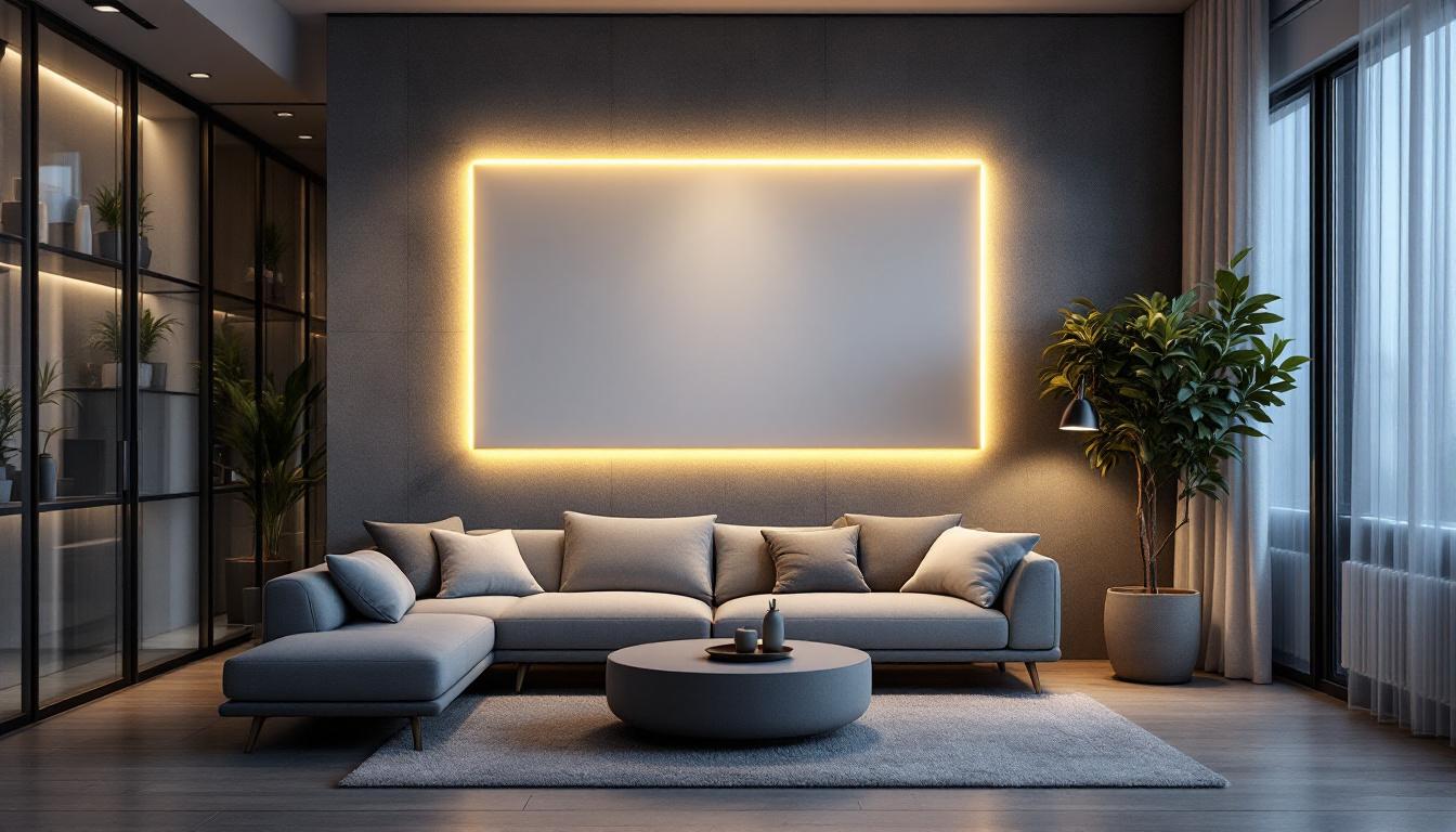 A photograph of a stylishly designed interior space featuring led panel wall lights