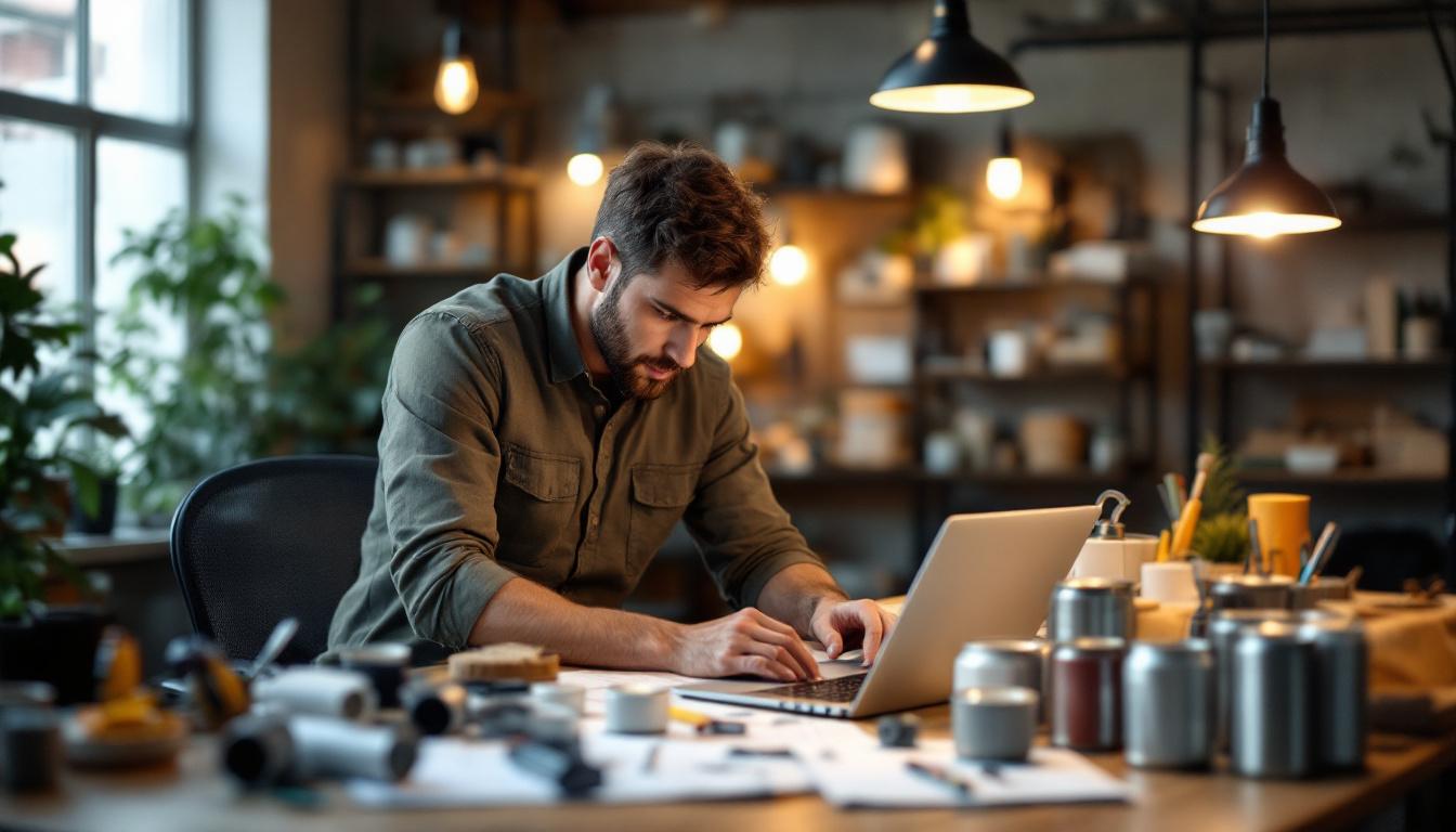 A photograph of a well-lit workspace featuring an electrical engineer examining various types of can light covers