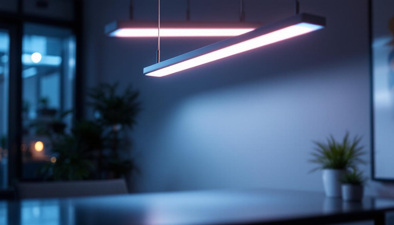 A photograph of a well-designed fluorescent light diffuser in a professional setting