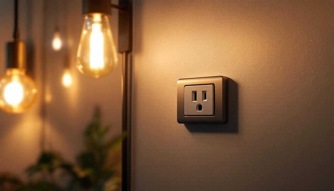 A photograph of a well-designed electrical supply outlet integrated into a modern lighting setup