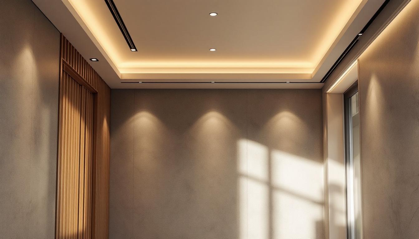 A photograph of a beautifully designed room featuring recessed lighting