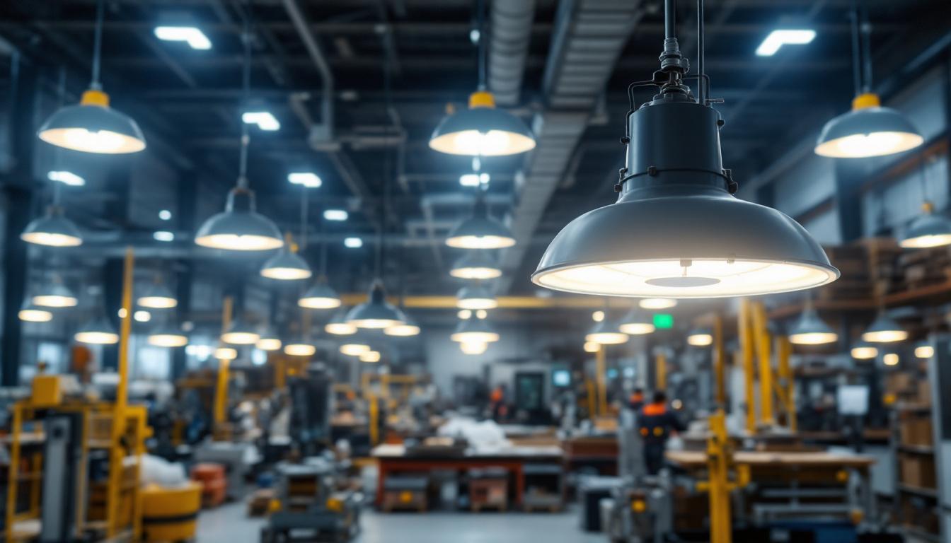 A photograph of a modern industrial setting featuring class 1 division 2 light fixtures in use