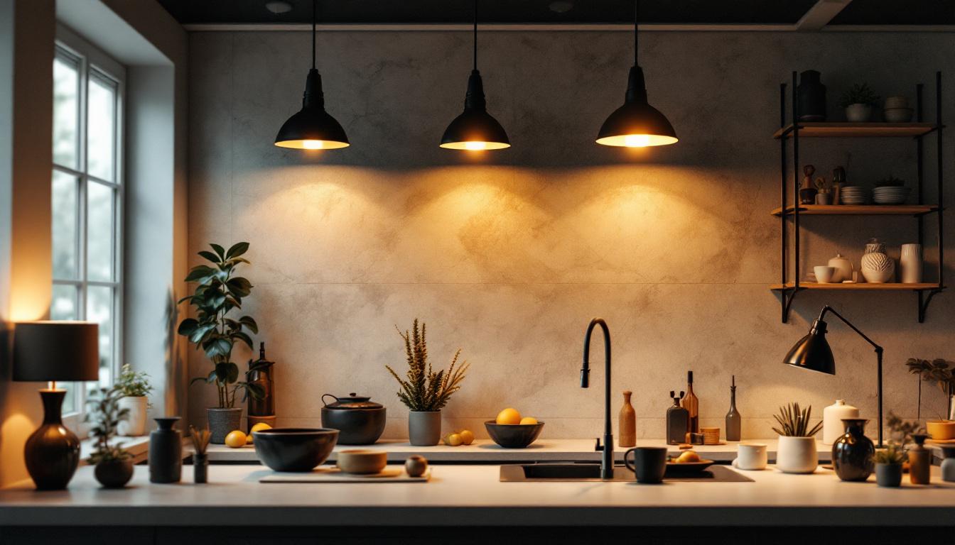 A photograph of a well-lit interior space showcasing various types of range lighting fixtures in use