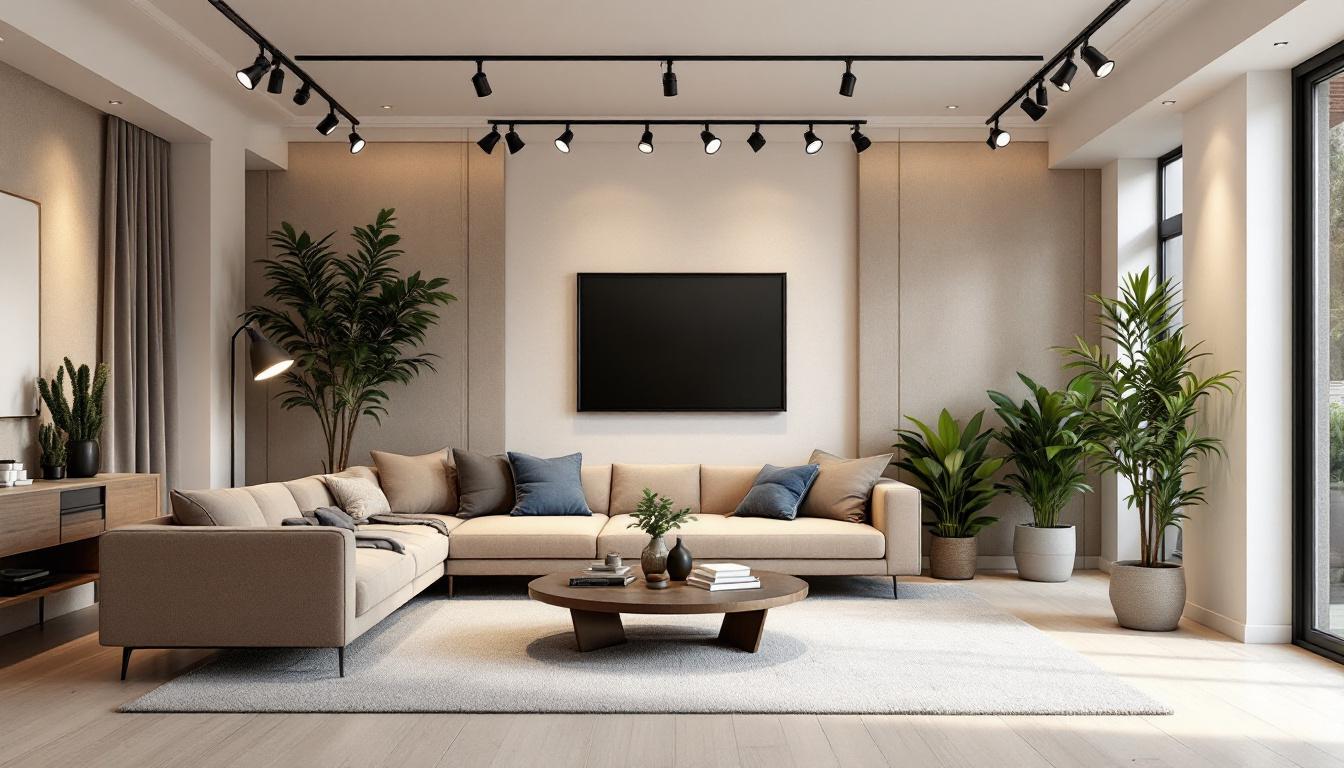 A photograph of a stylish room showcasing a variety of track lighting options