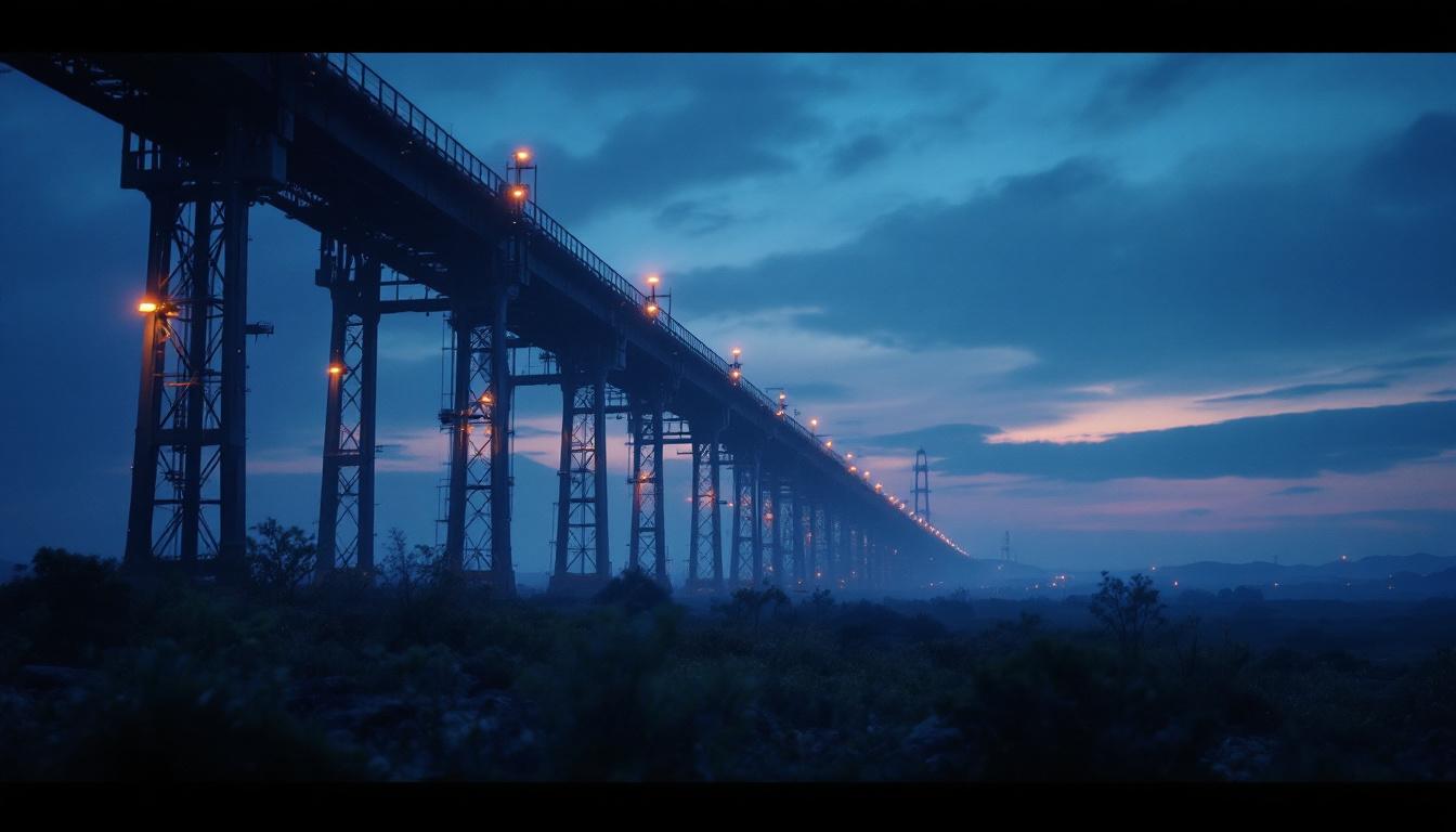 A photograph of a serene landscape at dusk