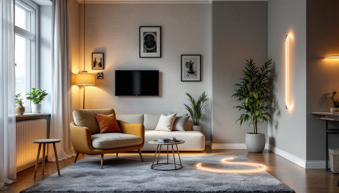 A photograph of a well-lit interior space showcasing various applications of led lighting tape