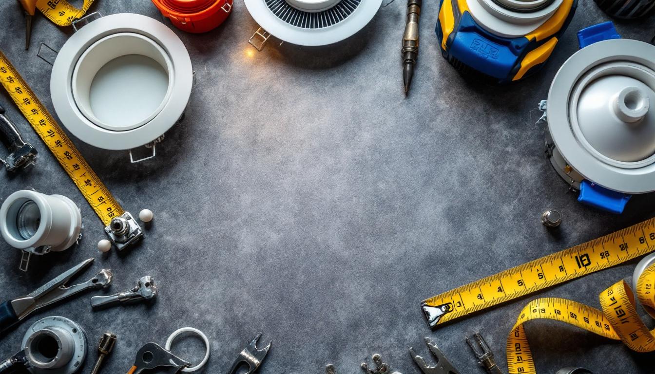 A photograph of capture a photograph of a variety of c clips designed for recessed lights arranged aesthetically