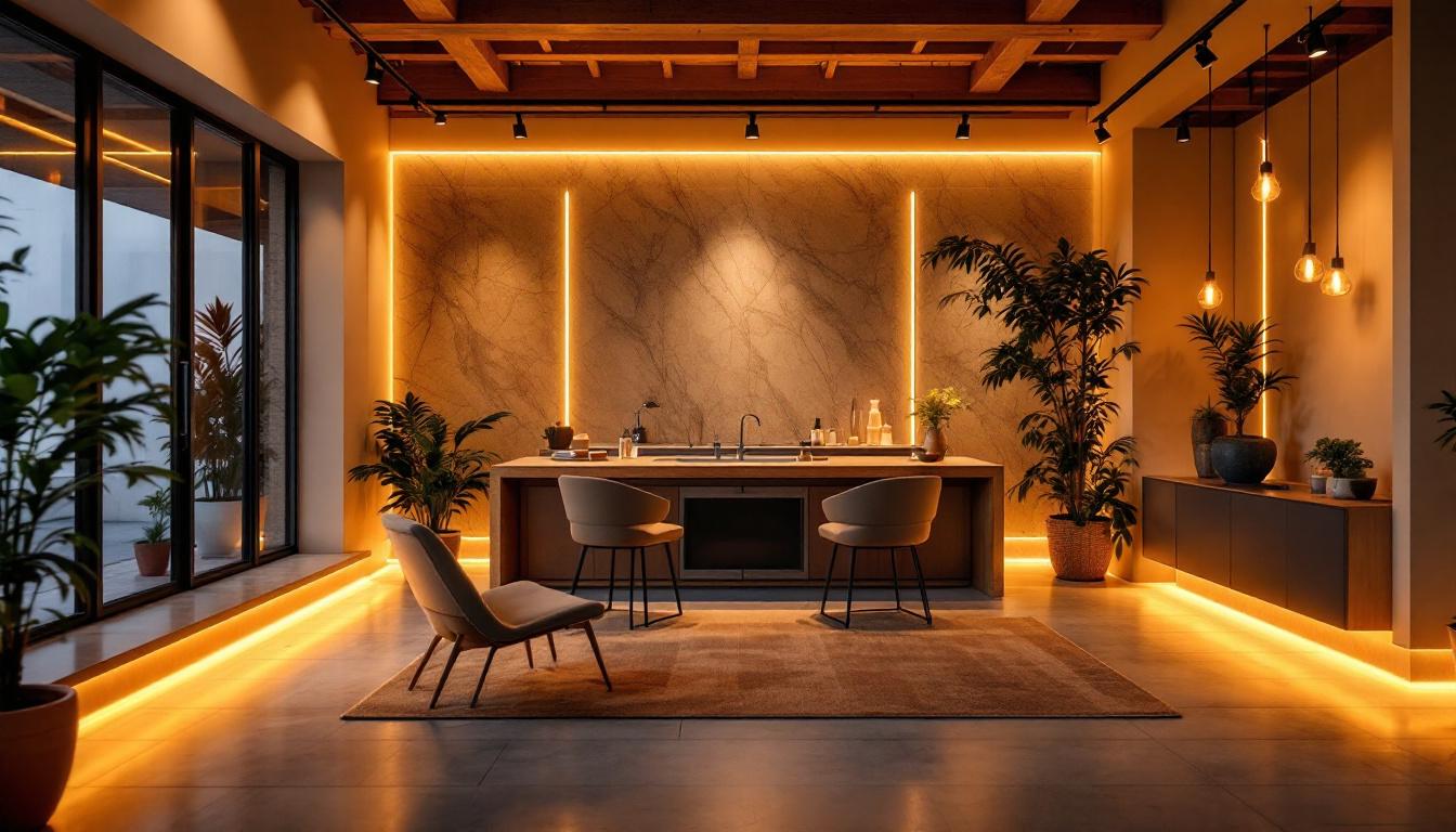 A photograph of a beautifully lit interior space showcasing strip lighting in action