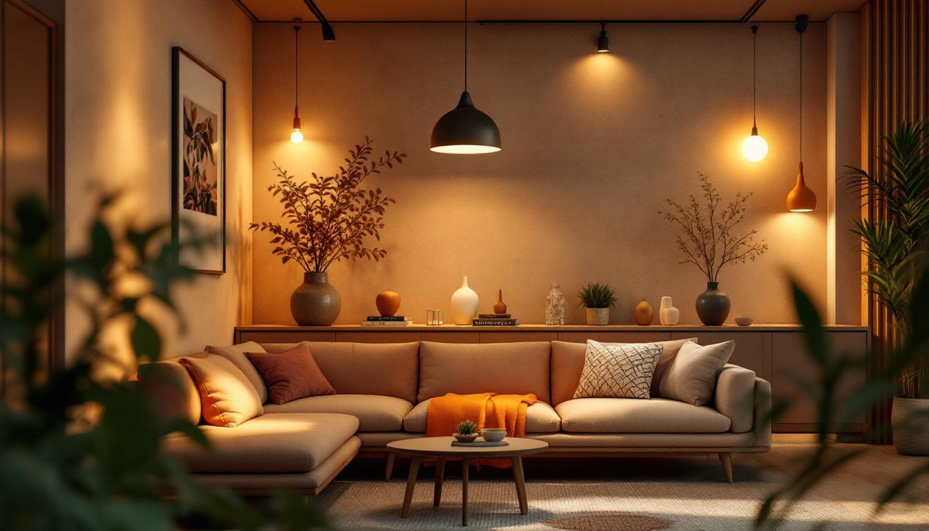 A photograph of a beautifully lit interior space showcasing feilo sylvania lighting fixtures