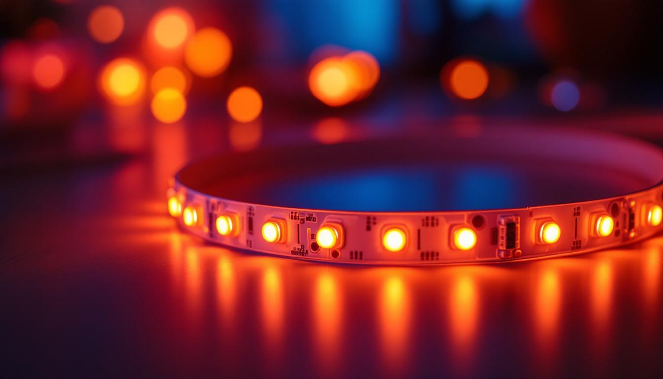 A photograph of a vibrant led strip lighting installation