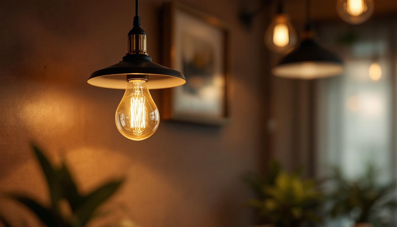 A photograph of a stylish hanging lamp holder in a well-lit interior setting