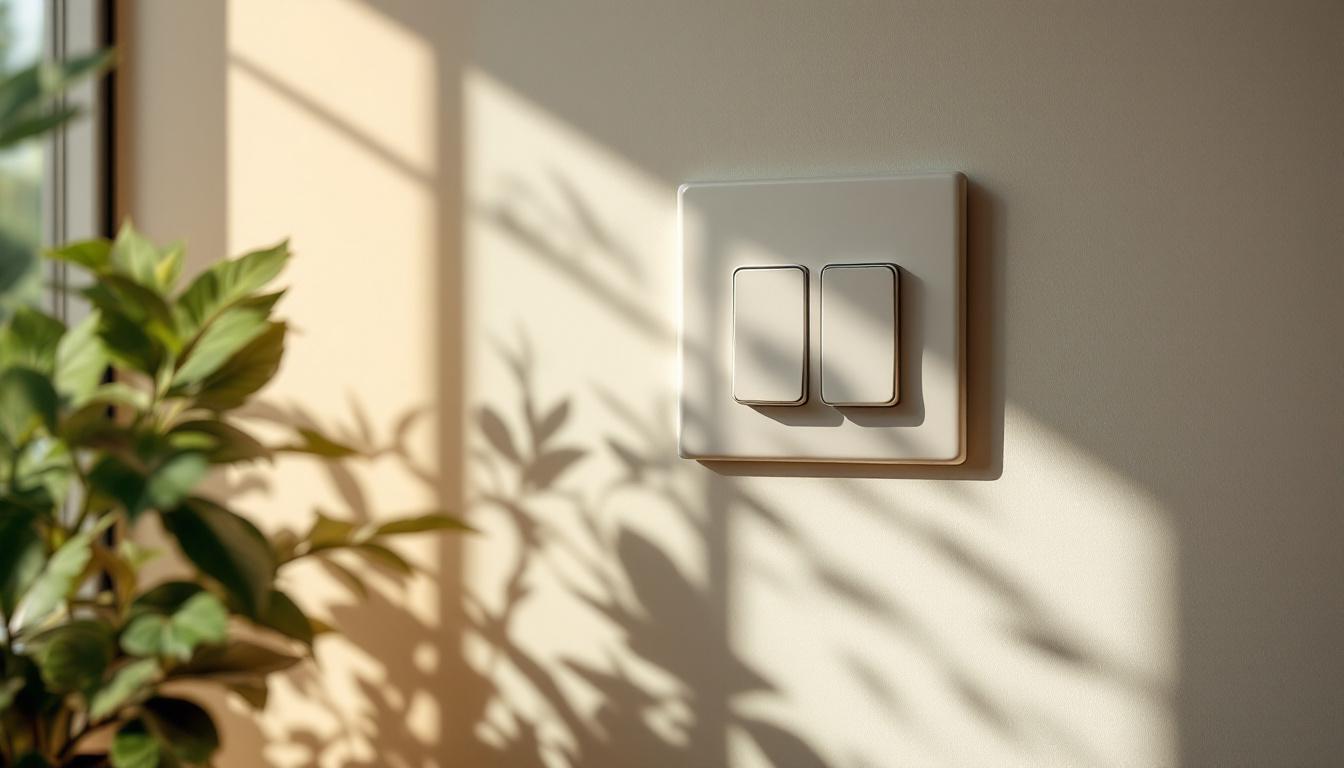 A photograph of a beautifully designed wall plate and light switch cover in a well-lit