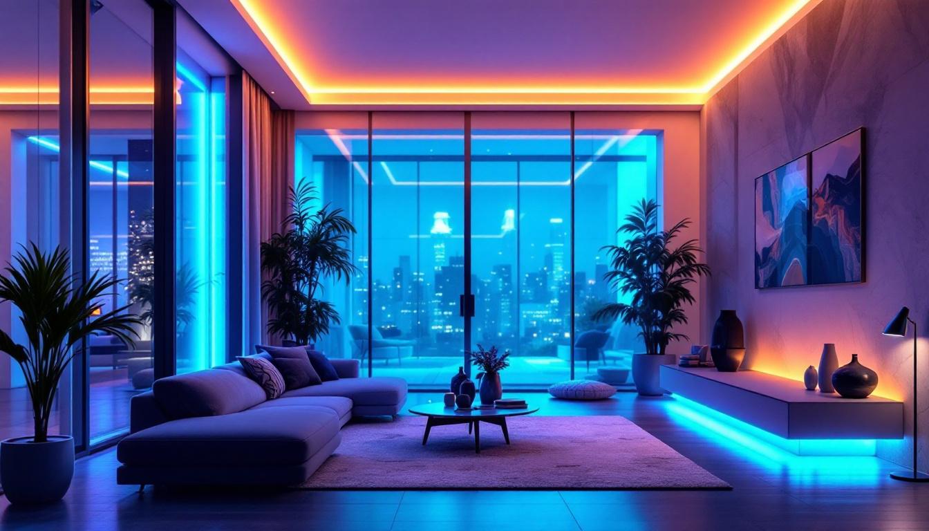 A photograph of a well-lit modern interior featuring a 4000k led strip light elegantly integrated into the design