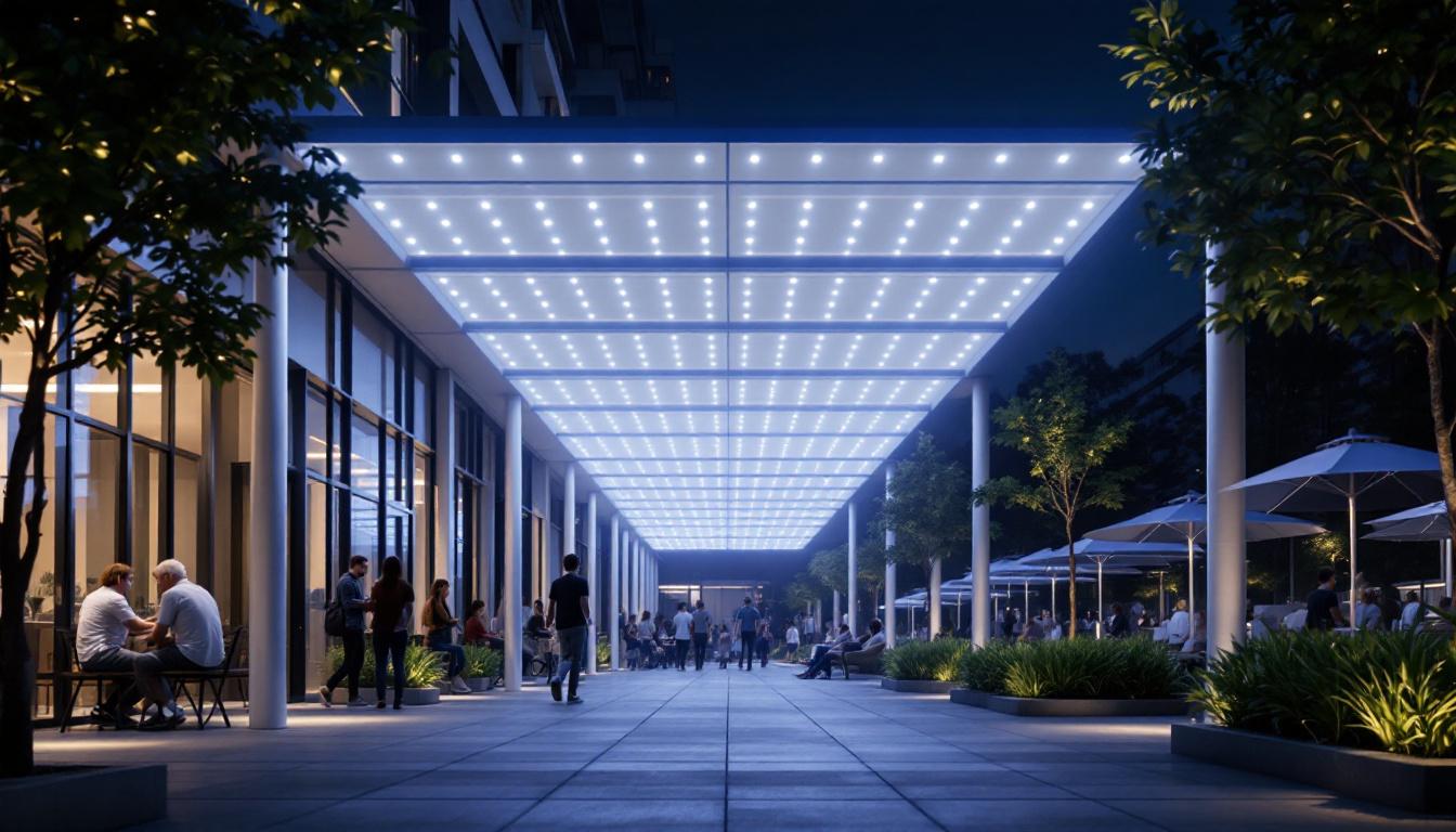 A photograph of a well-lit outdoor area featuring led canopy lighting