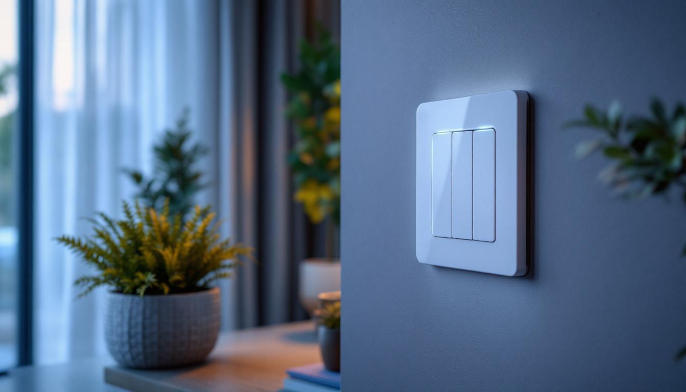 A photograph of a modern lighting control setup featuring a 3-way dc switch in action