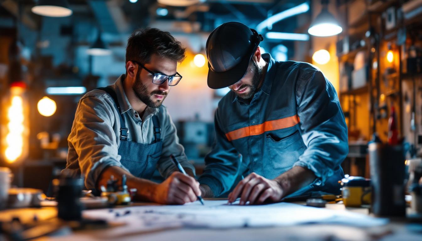 A photograph of a skilled electrical engineer working on a lighting project