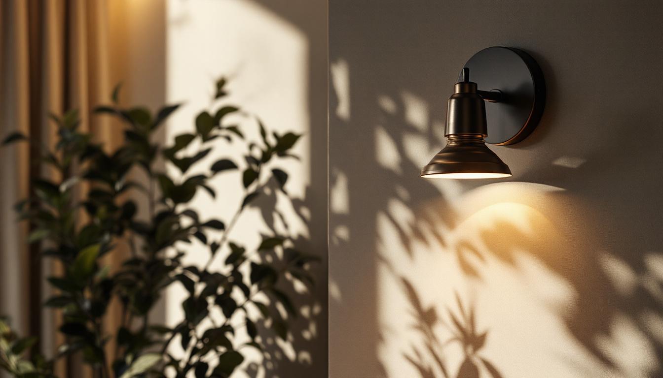 A photograph of a stylish interior setting featuring modern sconces illuminating the space