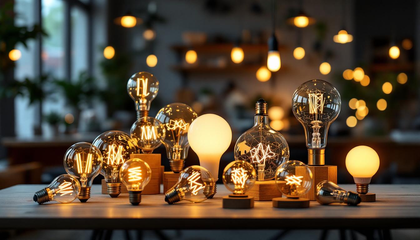 A photograph of a beautifully arranged display of various led globes in different styles and sizes