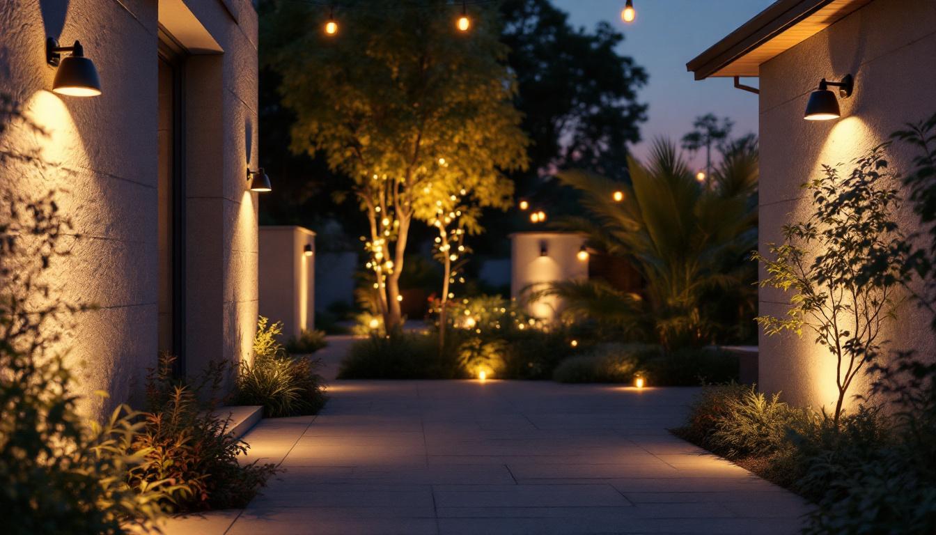 A photograph of a beautifully illuminated outdoor space at dusk
