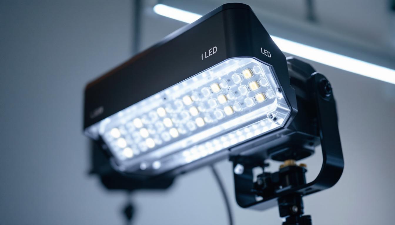 A photograph of a close-up of a led lighting setup
