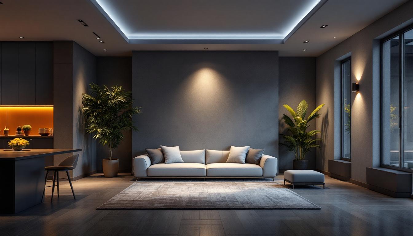 A photograph of a beautifully designed interior space featuring recessed pin lights