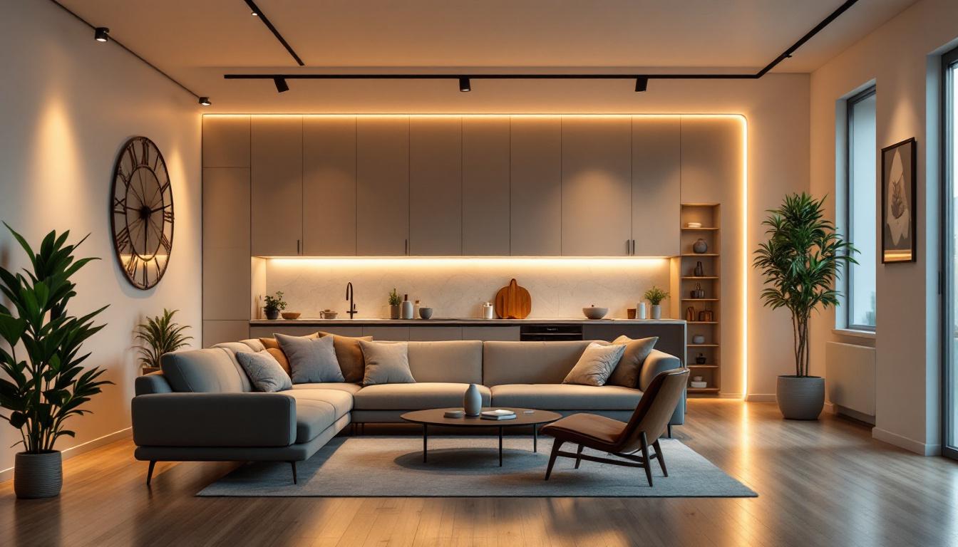 A photograph of a well-lit room featuring various practical applications of 4-inch recessed lights