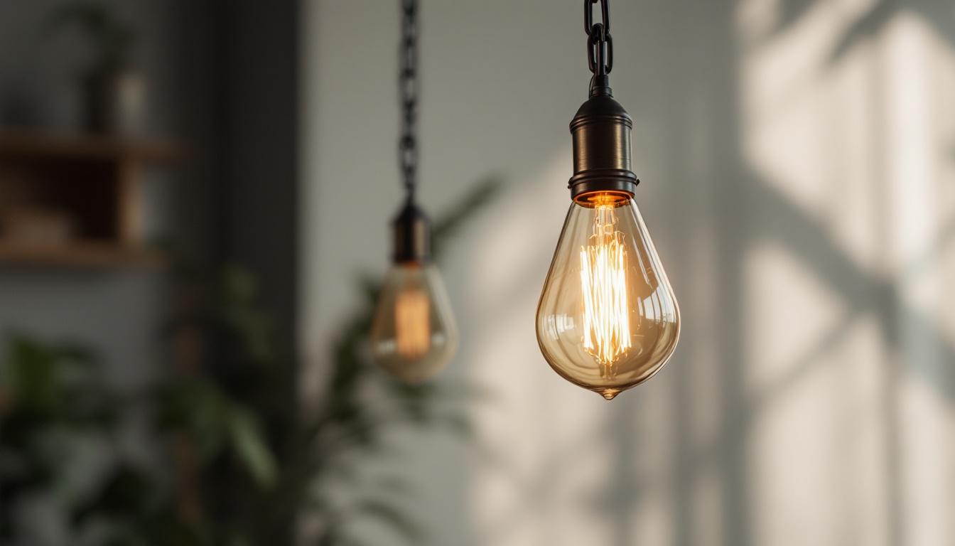 A photograph of a well-designed chain hanging a stylish light fixture in a modern setting