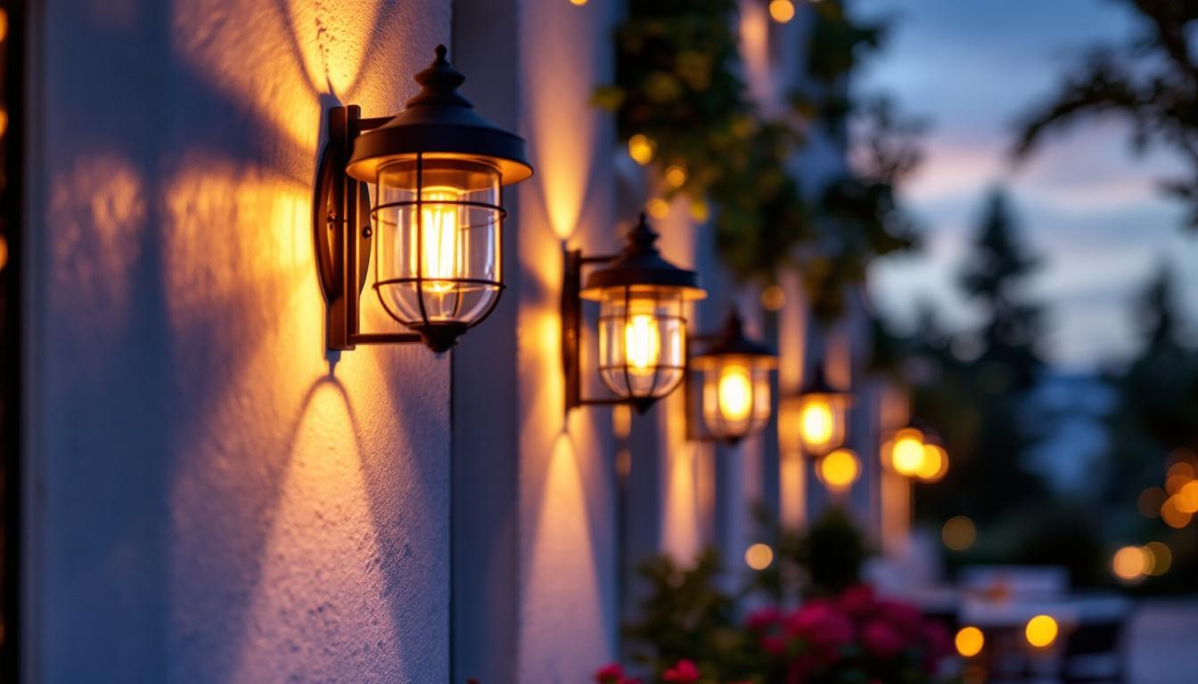 A photograph of a beautifully illuminated outdoor space featuring stylish lighting fixtures that enhance the ambiance