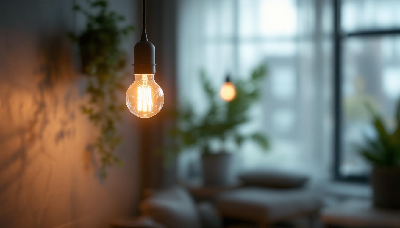 A photograph of a g24 bulb installed in a stylish