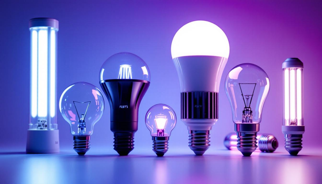A photograph of capture a photograph of the f28t5 bulb alongside various other lighting options