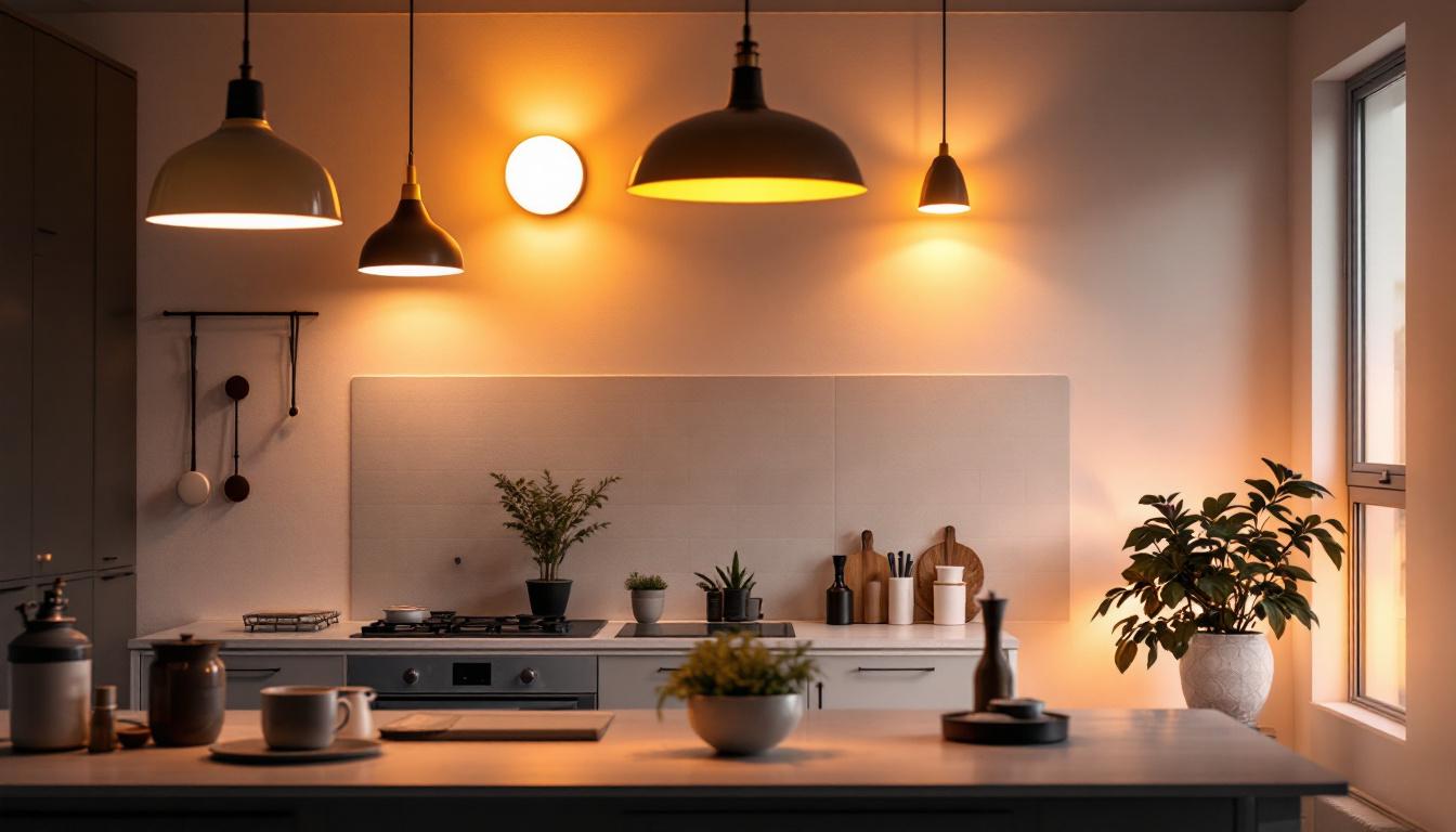 A photograph of a well-lit interior space showcasing various led lighting fixtures in use
