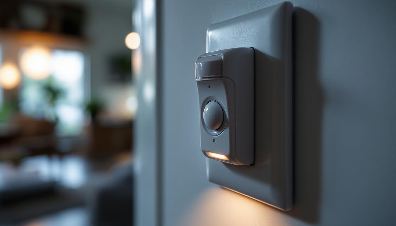 A photograph of a close-up of a motion detector light switch being installed in a home setting
