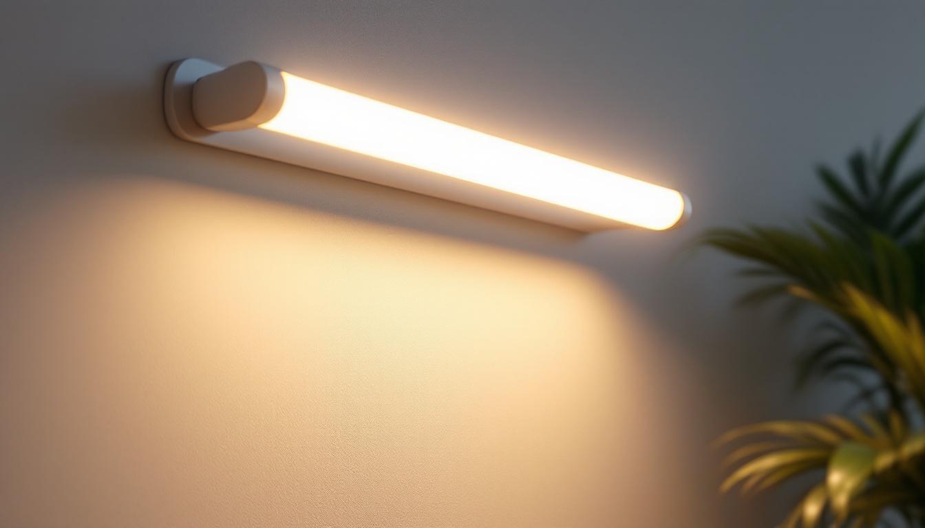 A photograph of a type a tube light installed in a modern interior setting