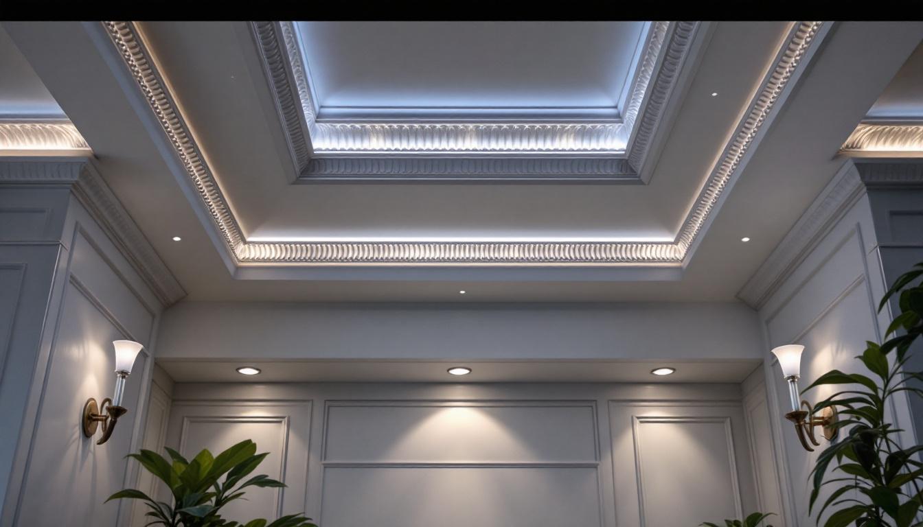 A photograph of a beautifully designed room featuring decorative recessed light trims