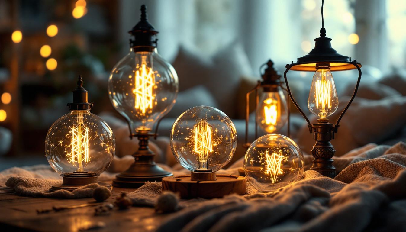 A photograph of an aesthetically pleasing arrangement of vintage-style light globes