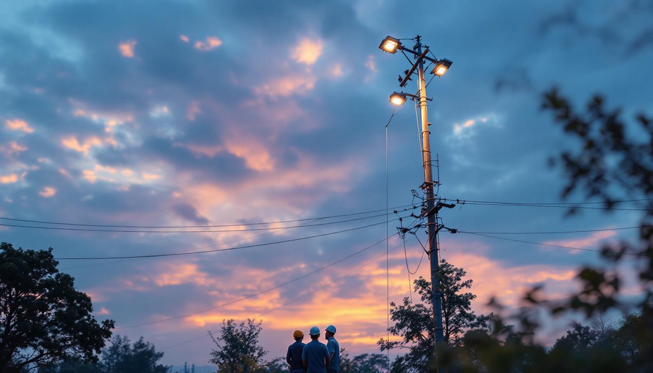 A photograph of a 20-foot light pole installed in an outdoor setting