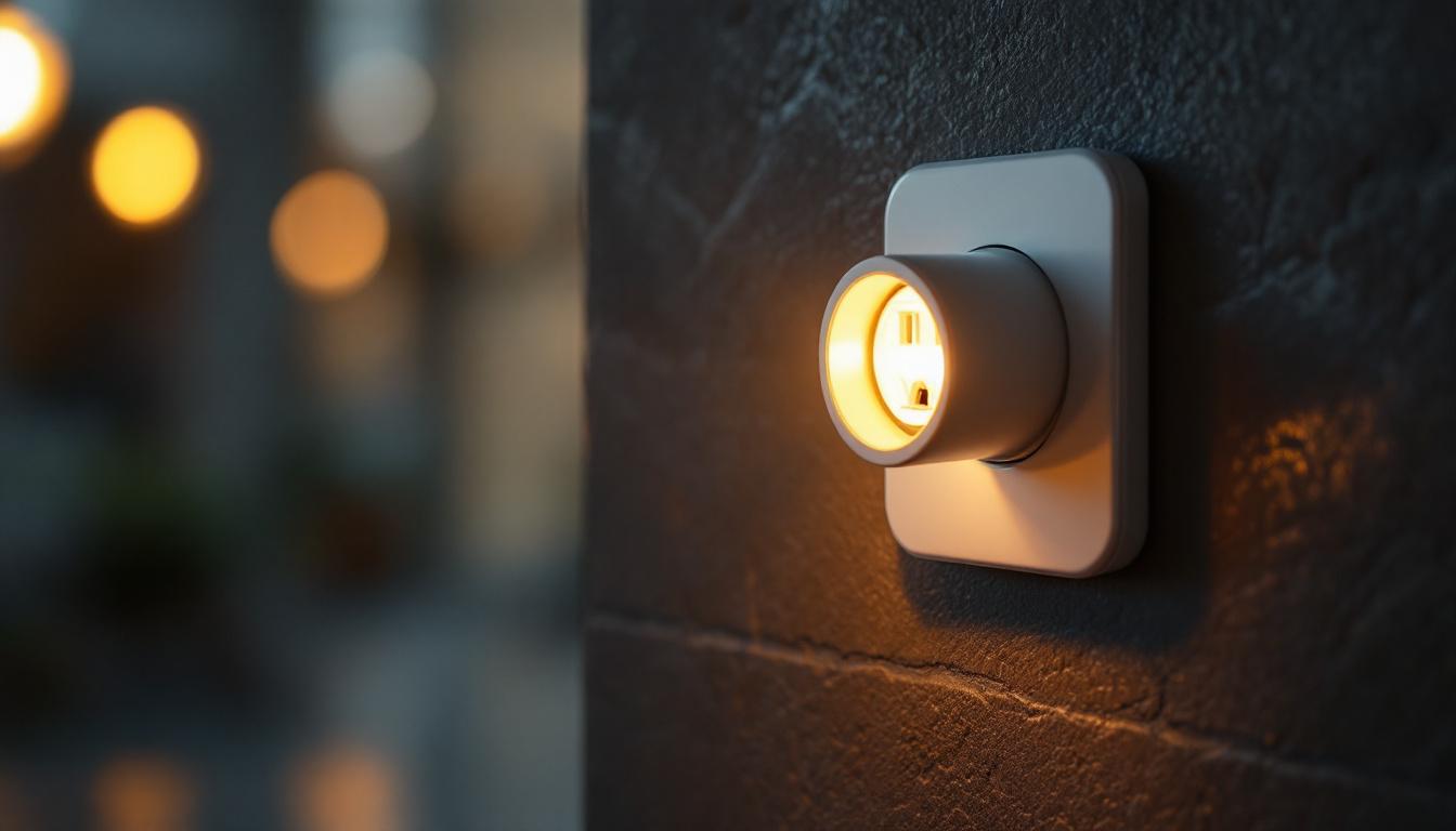 A photograph of a close-up of a swivel light socket in use